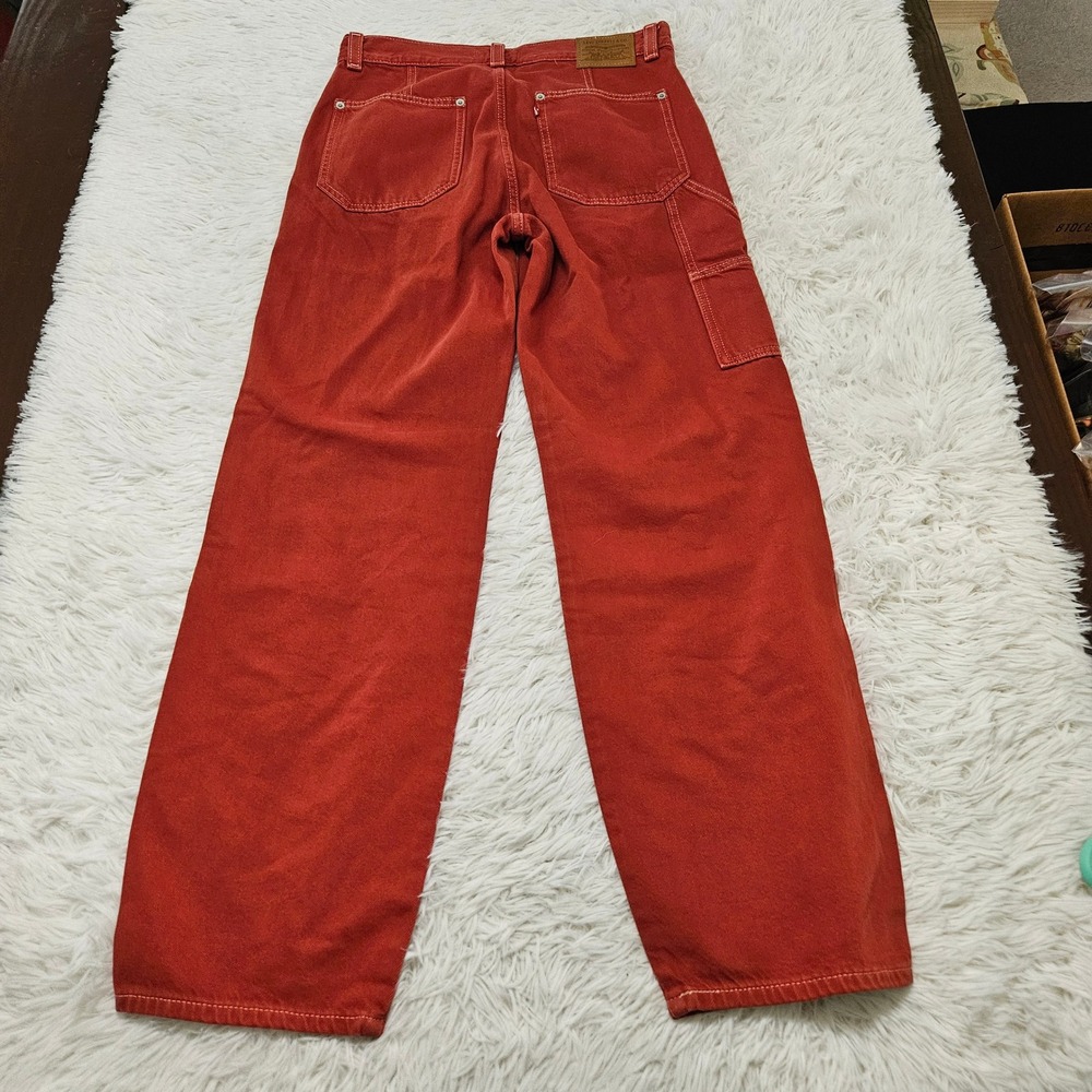 Levis Womens Dad Utility Pants Rust Relaxed Straight Leg Carpenter Jeans Sz 26 - Picture 4 of 13
